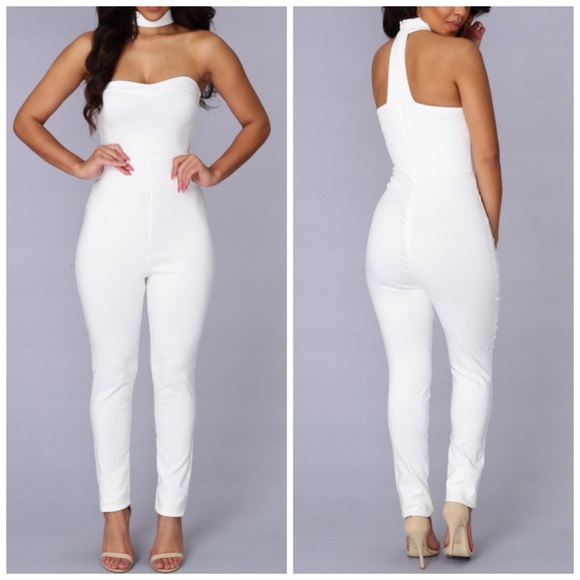 all white jumpsuit fashion nova